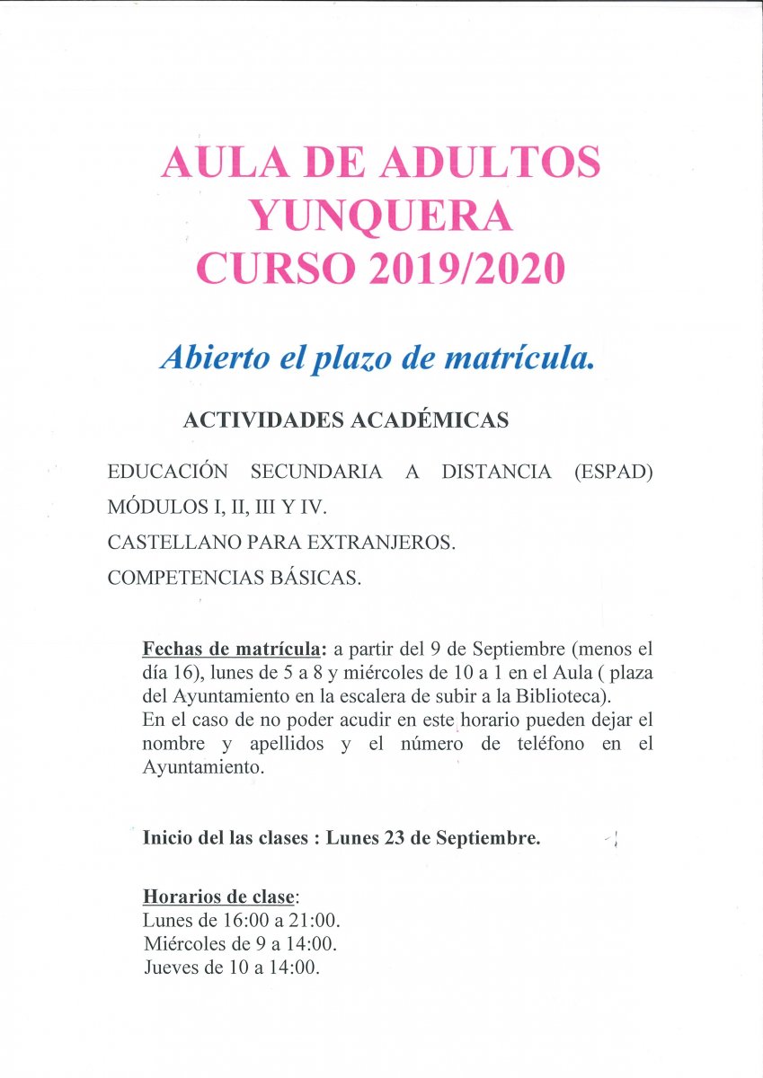 Aula de adultos 2019/2020