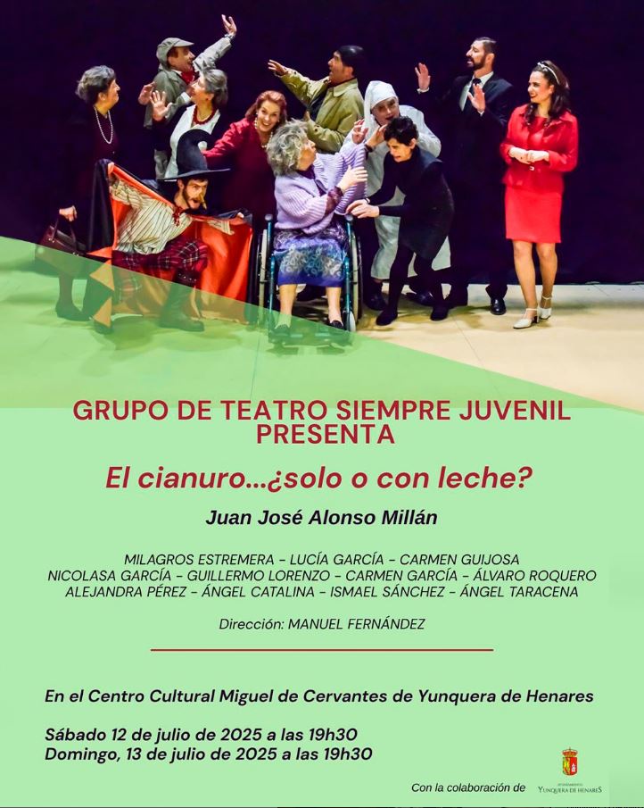 Cartel grupo de teatro juvenil presenta el cianuro solo o con leche