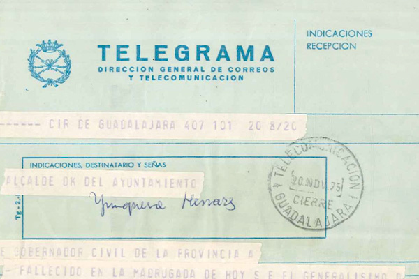 Telegrama fallecimiento de Franco