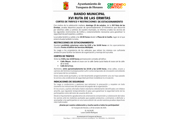 Bando Municipal | Cortes de tráfico y restricciones de estacionamiento