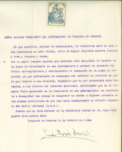 La pieza del mes una plaza de veterinario en el Yunquera de 1923 06